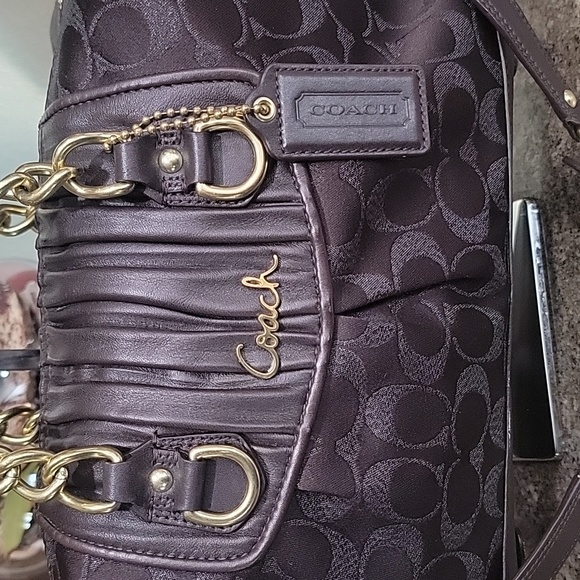 COACH  EUC Ashley Signature Gathered Leather Sateen Satchel - Picture 2 of 10